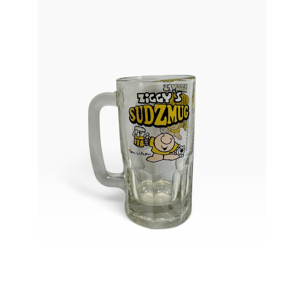 Vintage Ziggy Beer Mug Clear Sudz Mug Tom Wilson 1979 Glass